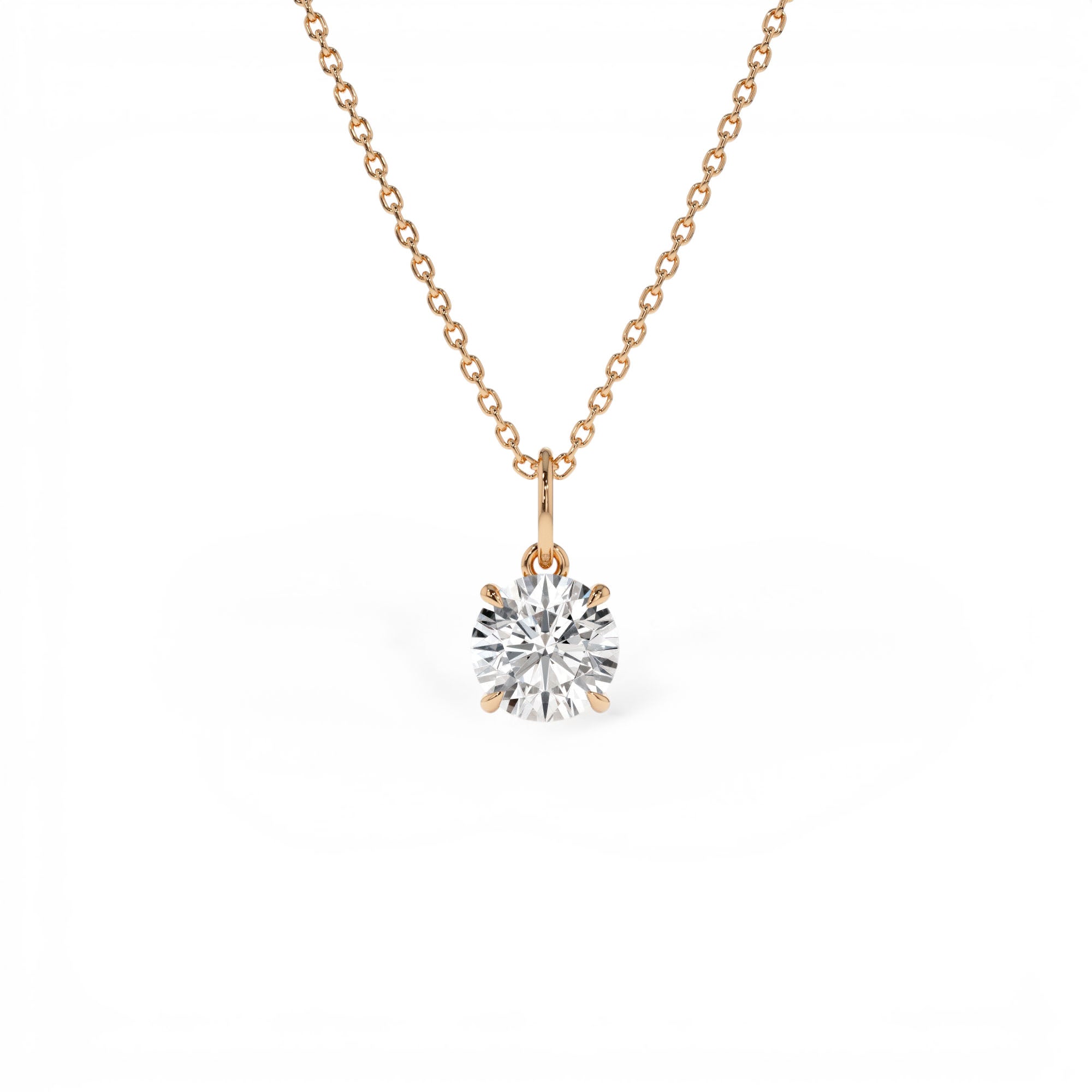 1.00 Ctw 14k Round Solitaire Lab Grown Diamond Classic Charm Necklace - view 2