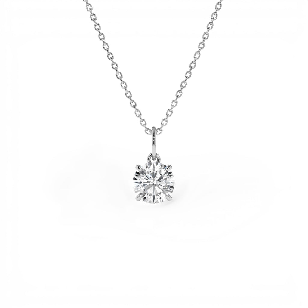 1.00 CTW 14K Round Solitaire Lab Grown Diamond Classic Charm Necklace - view 3