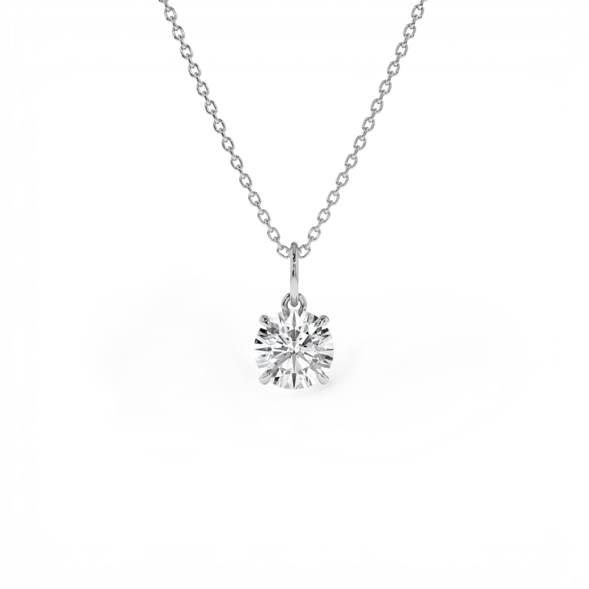 1.00 CTW 14K Round Solitaire Lab Grown Diamond Classic Charm Necklace - view 3