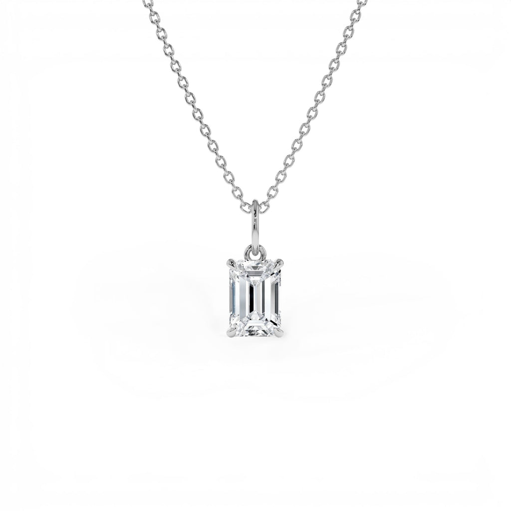 1.00 CTW 14K Emerald Cut Lab Grown Diamond Classic Charm Necklace - view 2