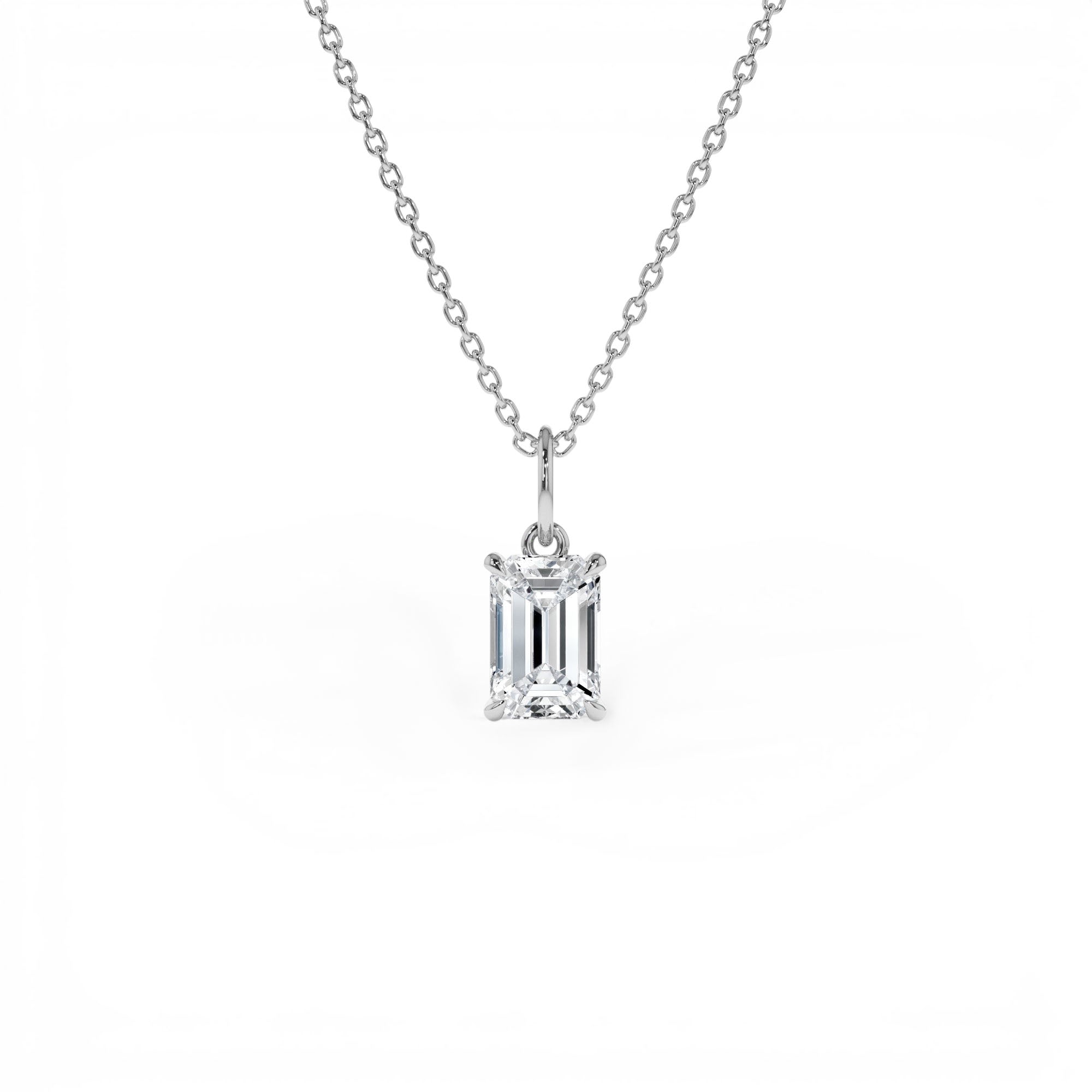 1.00 CTW 14K Emerald Cut Lab Grown Diamond Classic Charm Necklace - view 2