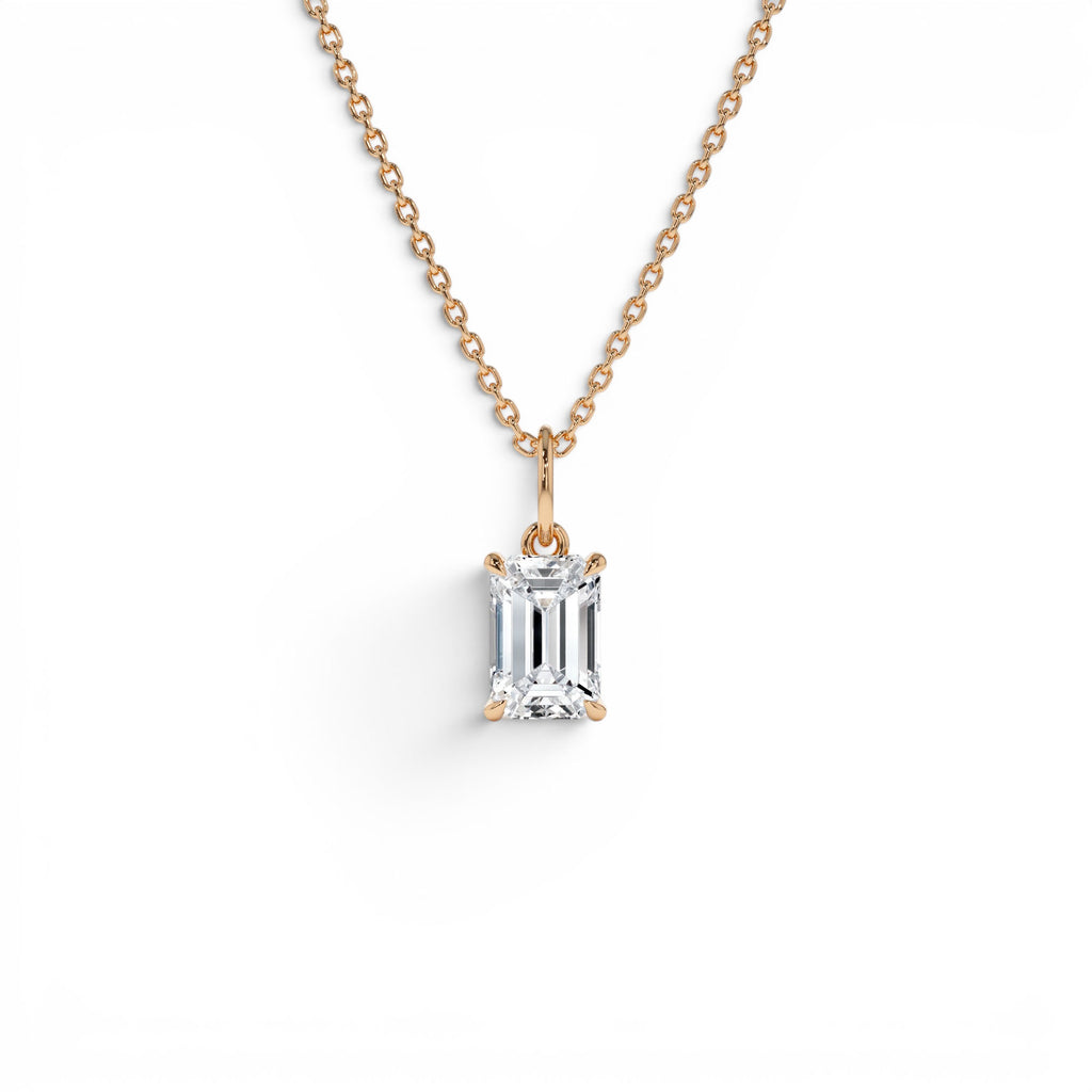 1.00 Ctw 14k Emerald Cut Lab Grown Diamond Classic Charm Necklace - view 3