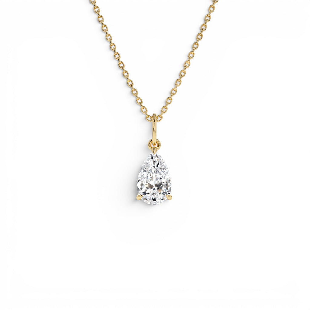 1.00 Ctw 14k Pear Shaped Lab Grown Diamond Classic Charm Necklace by Orlina Fine