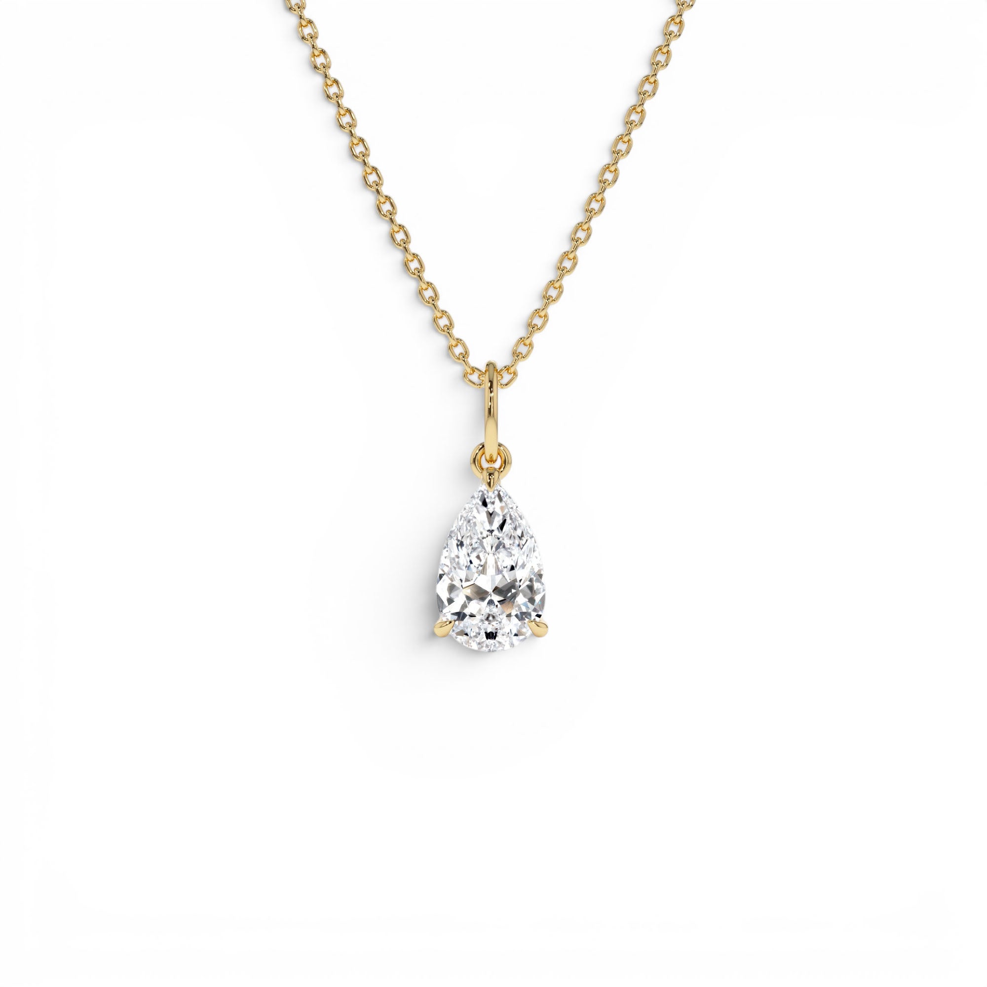 1.00 Ctw 14k Pear Shaped Lab Grown Diamond Classic Charm Necklace by Orlina Fine