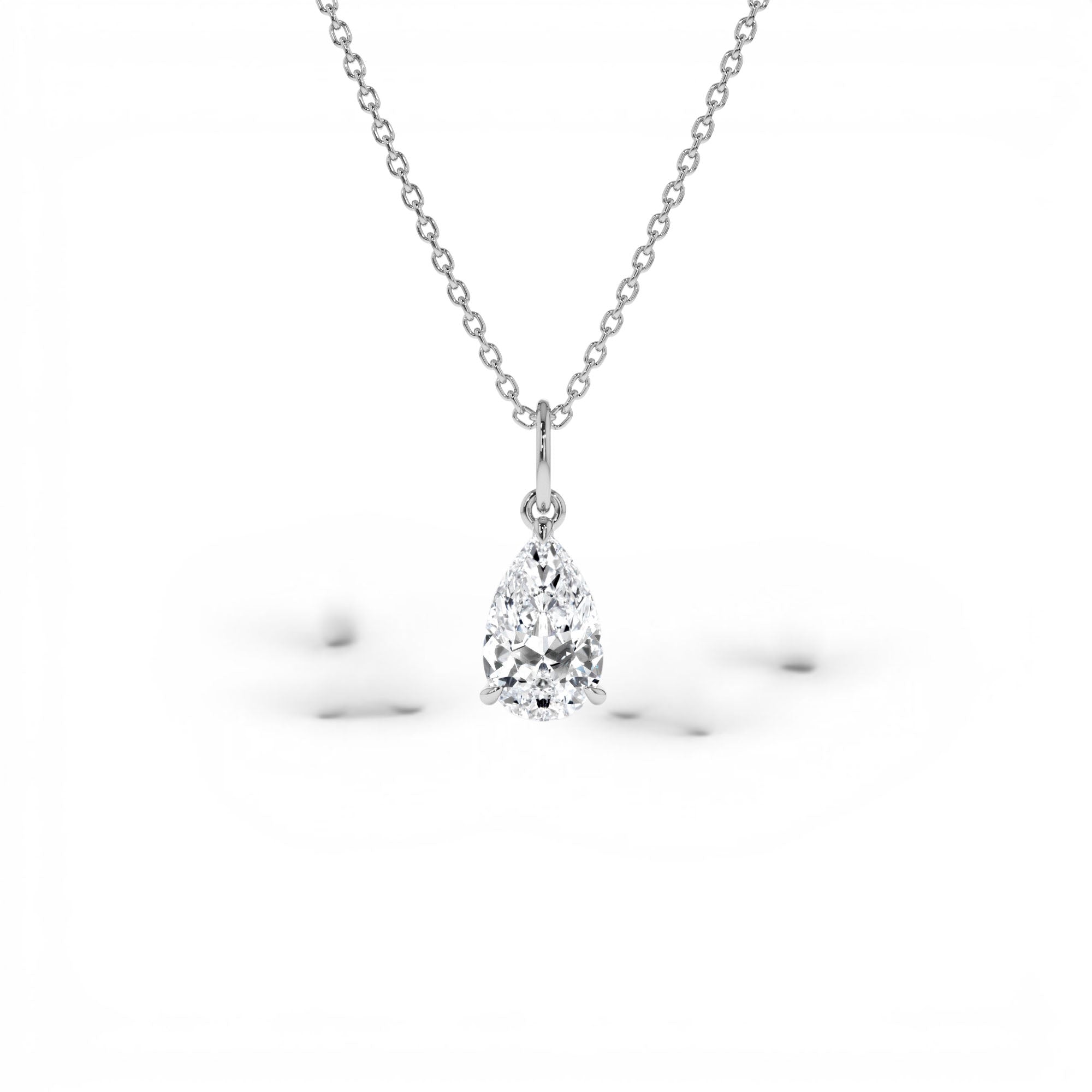 1.00 Ctw 14k Pear Shaped Lab Grown Diamond Classic Charm Necklace - view 2
