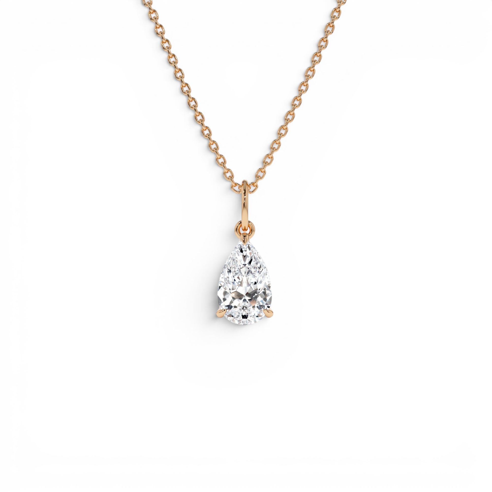 1.00 Ctw 14k Pear Shaped Lab Grown Diamond Classic Charm Necklace - view 3