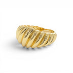 14k Gold Swirl Dome Bold Statement Ring - view 4