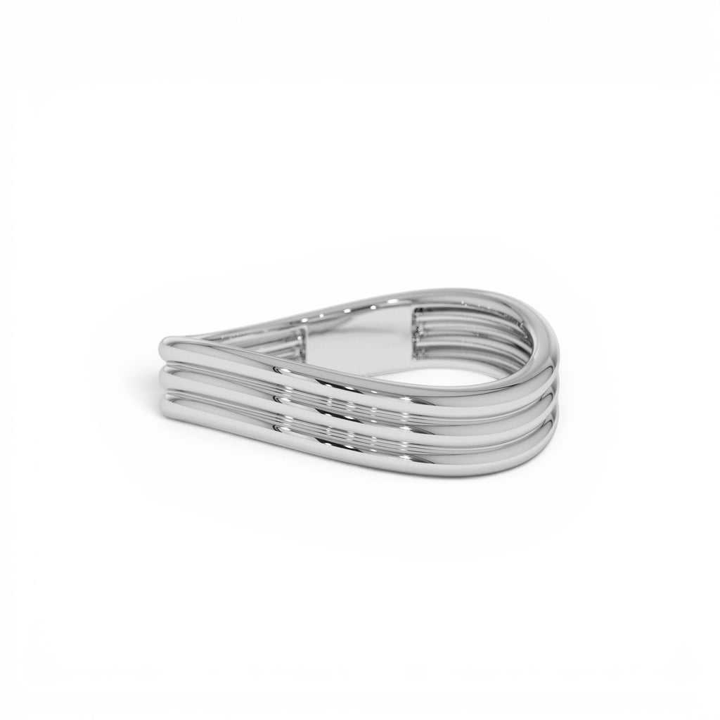 14k Gold Multi-Ribbed Statement Ring - view 2