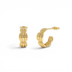14k Gold Ribbed Dome Hoop Earrings by Orlina Fine