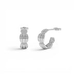 14k Gold Ribbed Dome Hoop Earrings - view 2