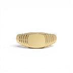 14k Gold Ribbed Cushion Signet Ring by Orlina Fine