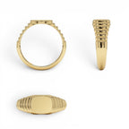 14k Gold Ribbed Cushion Signet Ring - view 5