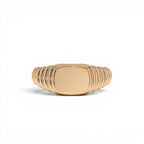 14k Gold Ribbed Cushion Signet Ring - view 2