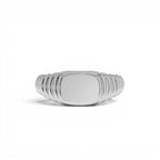 14k Gold Ribbed Cushion Signet Ring - view 3