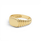 14k Gold Ribbed Cushion Signet Ring - view 4