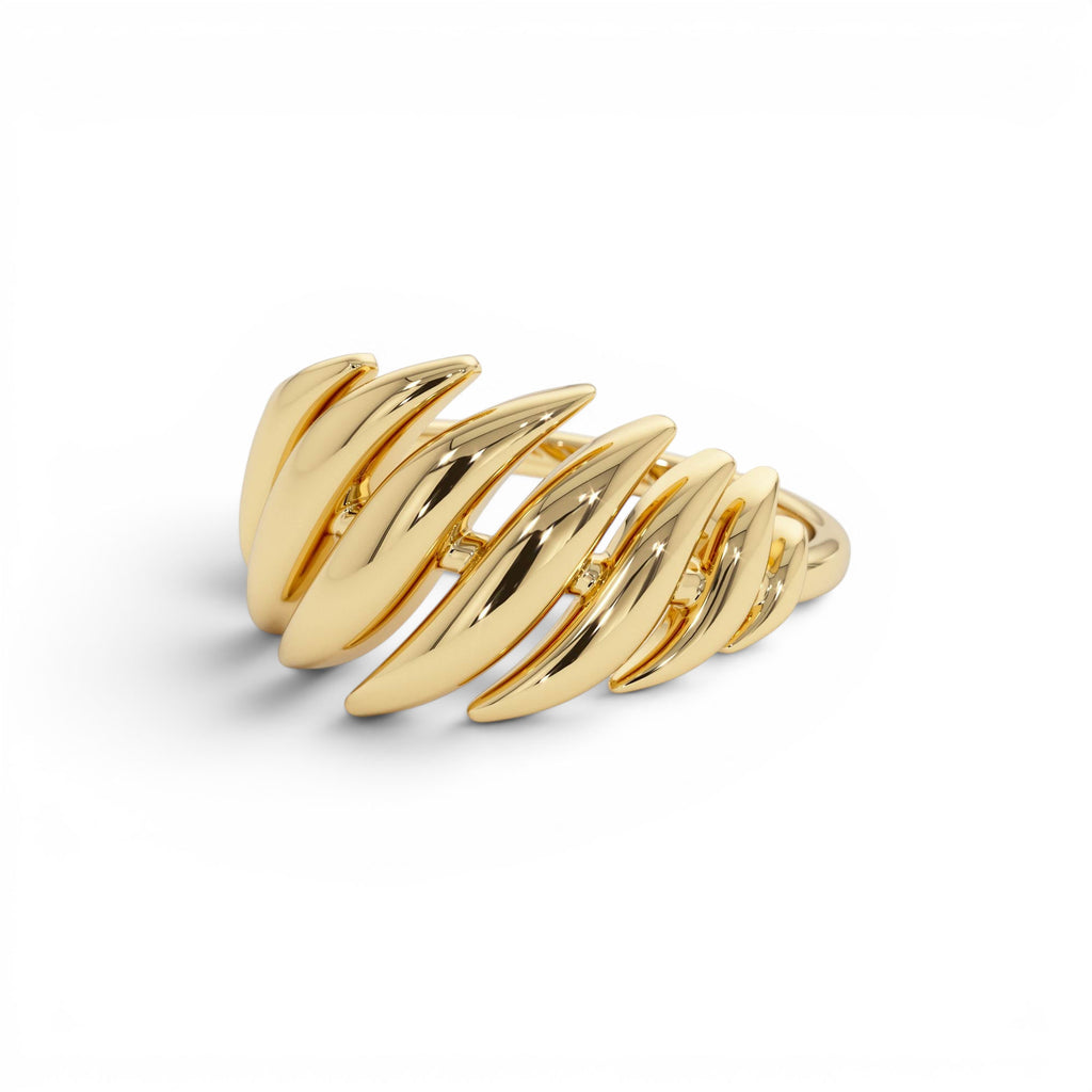 14k Gold Chunky Wave Dome Cocktail Ring - view 4