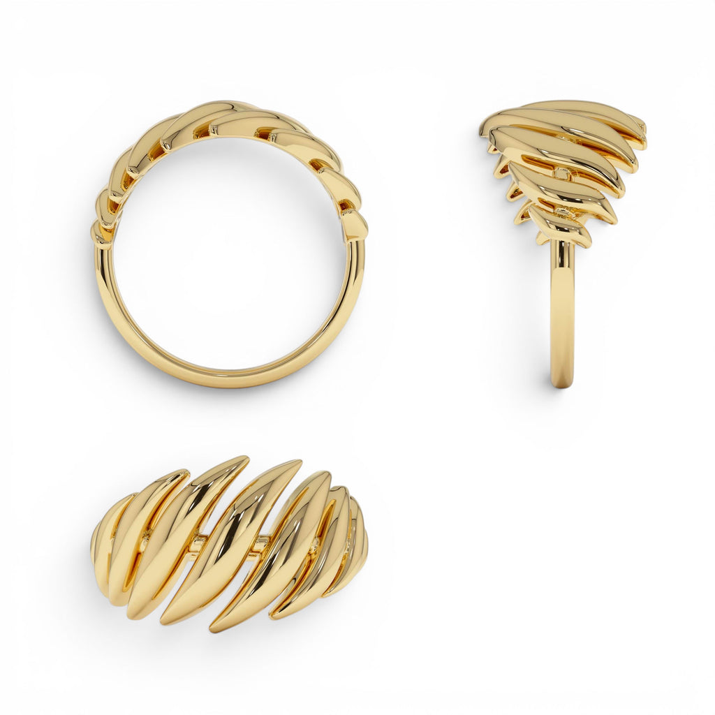 14k Gold Chunky Wave Dome Cocktail Ring - view 5