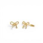 14k Gold Bow Stud Earrings by Orlina Fine
