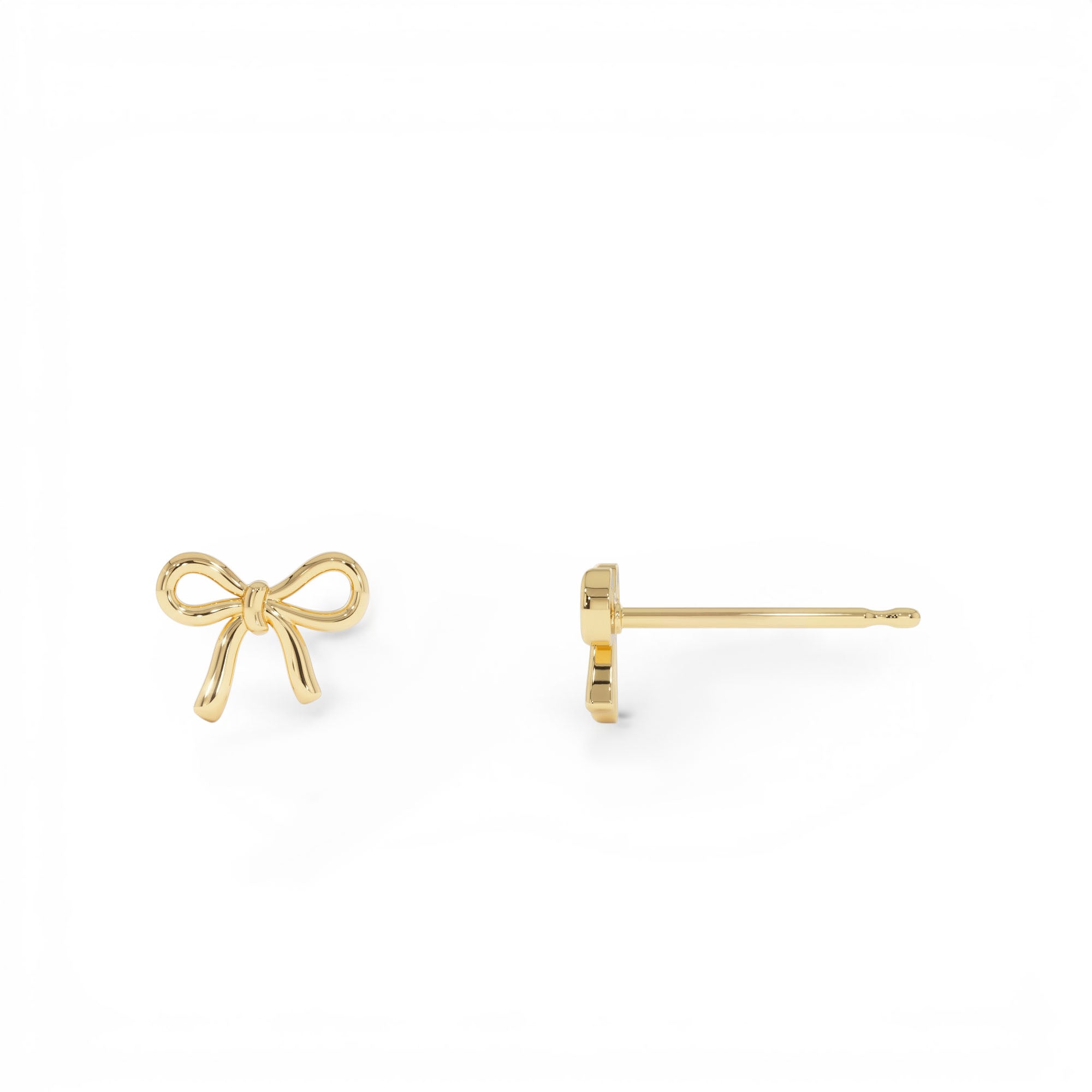 14k Gold Bow Stud Earrings - view 3