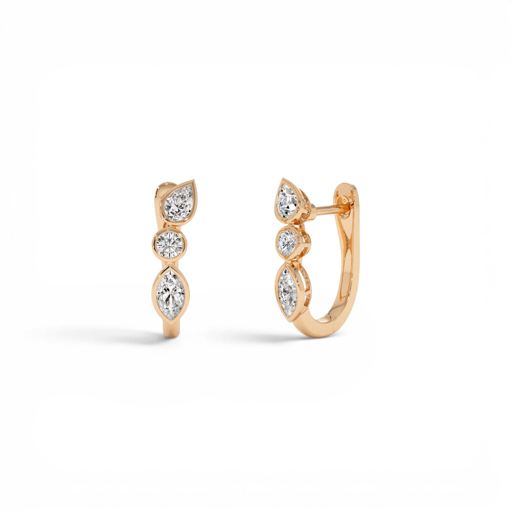 0.65 ctw 14k Marquise & Round Cut Lab Grown Diamond Hoop Earrings - view 2