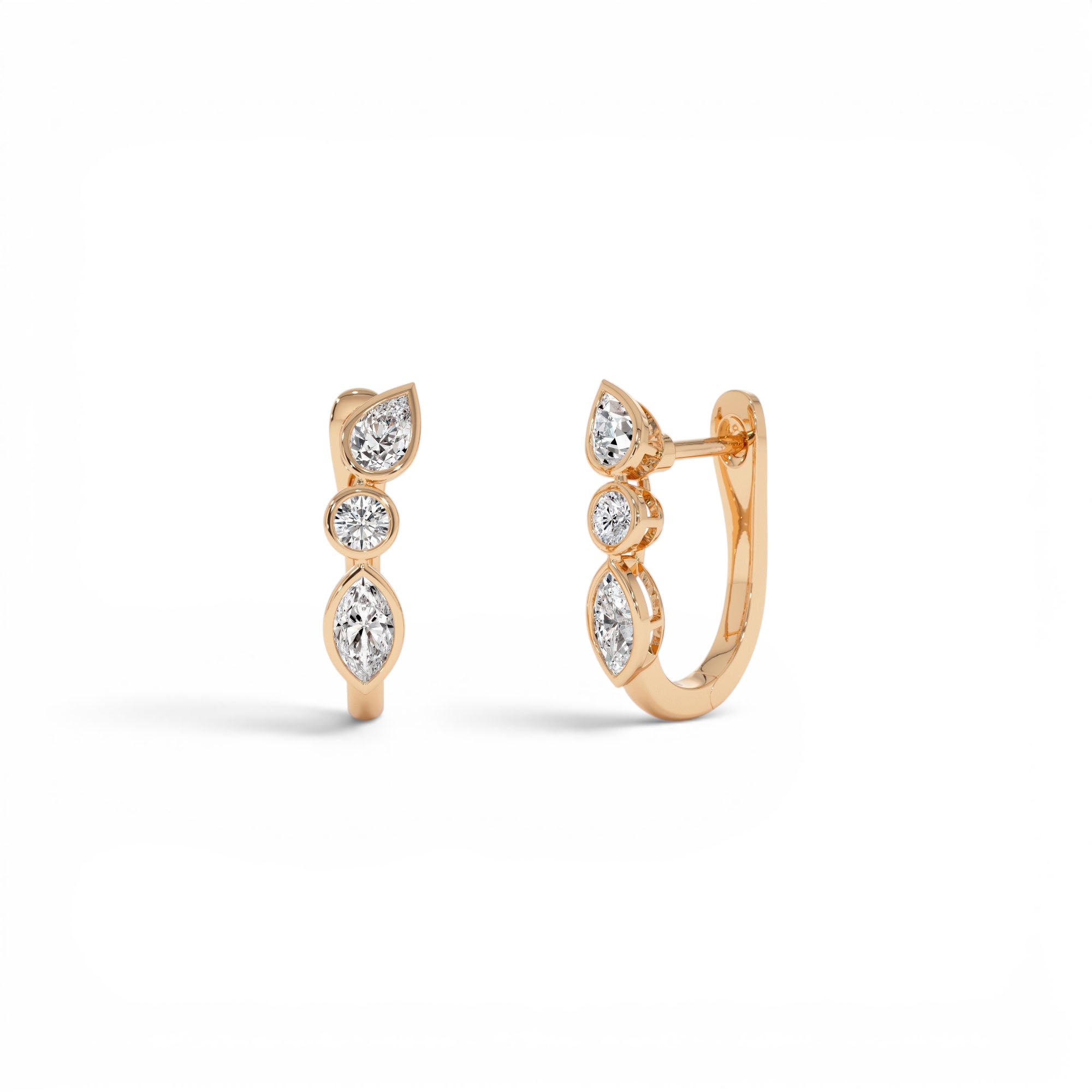0.65 ctw 14k Marquise & Round Cut Lab Grown Diamond Hoop Earrings - view 2
