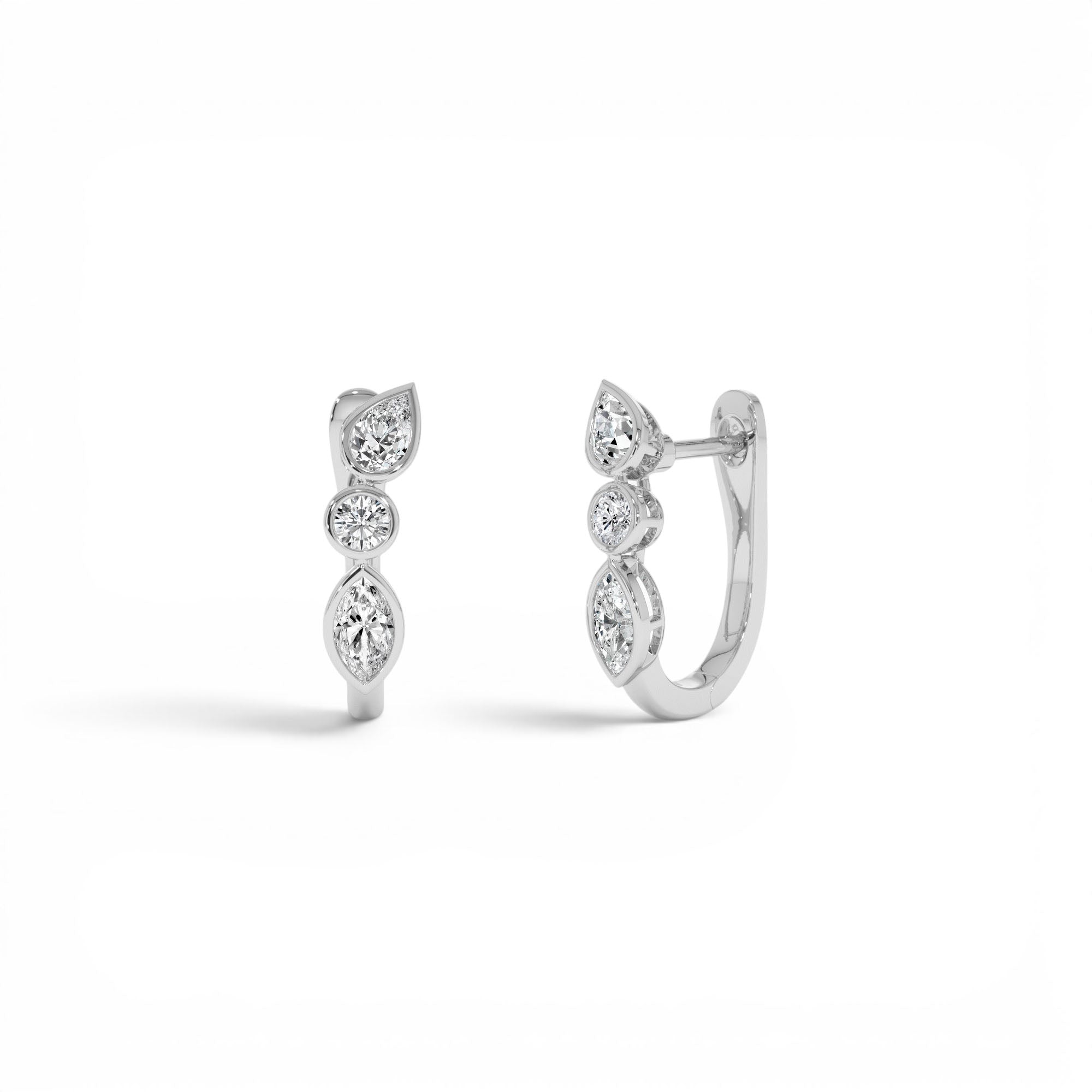 0.65 CTW 14K Marquise & Round Cut Lab Grown Diamond Hoop Earrings - view 3