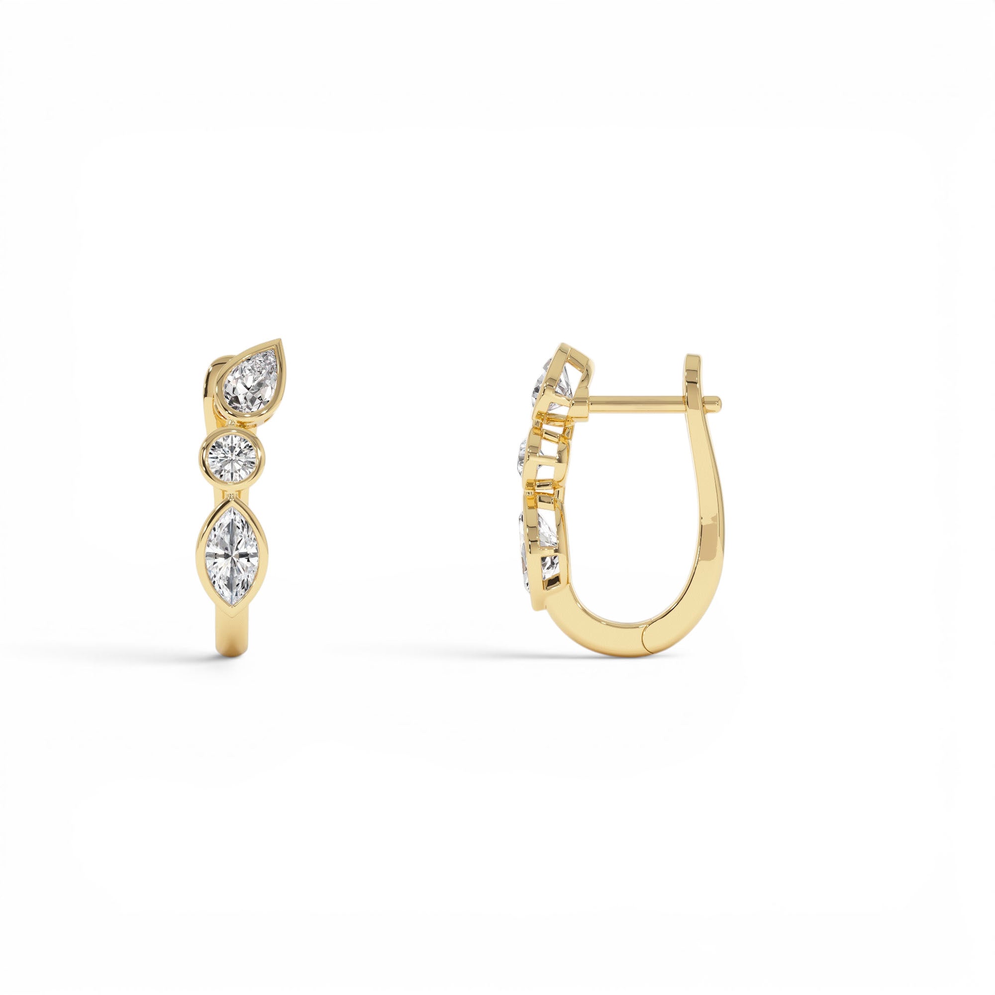 0.65 ctw 14k Marquise & Round Cut Lab Grown Diamond Hoop Earrings - view 4