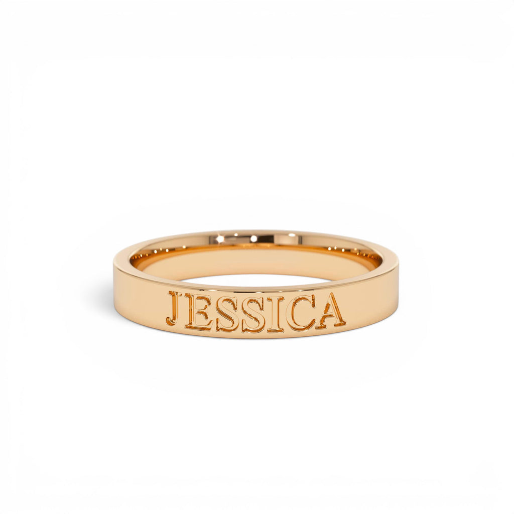 14K Gold Custom Name Engraved Band Ring - view 2
