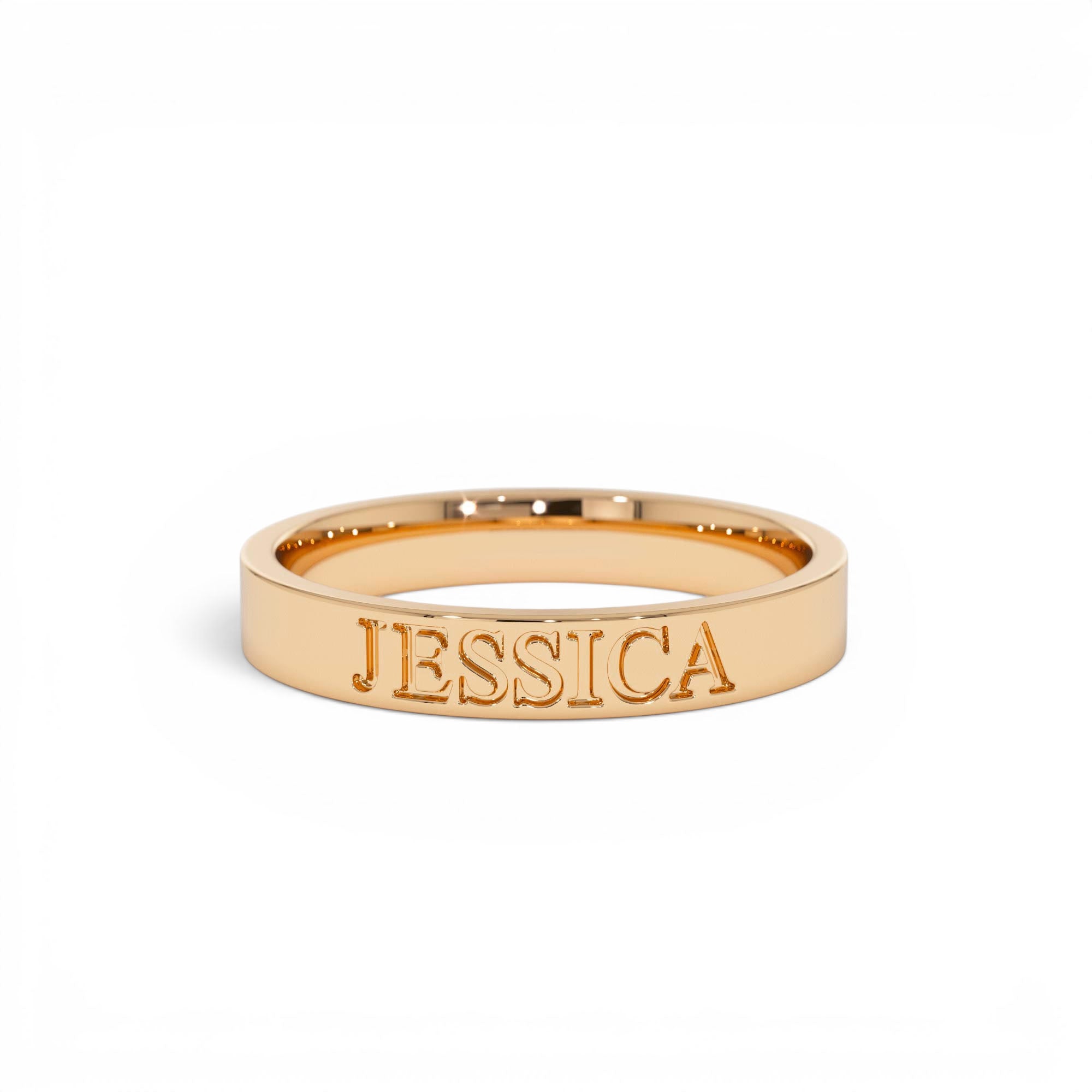 14K Gold Custom Name Engraved Band Ring - view 2