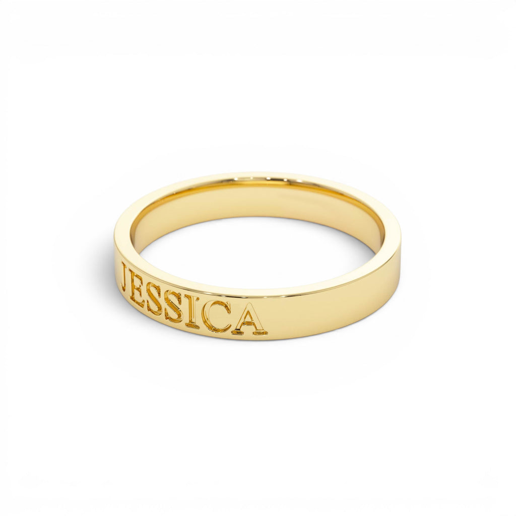 14K Gold Custom Name Engraved Band Ring - view 4