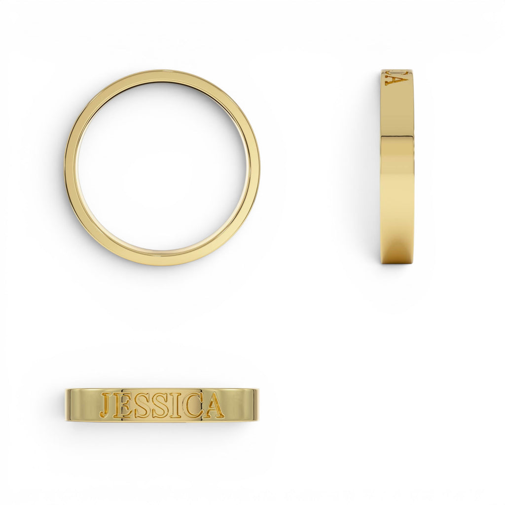 14K Gold Custom Name Engraved Band Ring - view 5