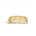 14K Personalized Bold Gold Nameplate Ring by Orlina Fine