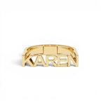 14K Personalized Bold Gold Nameplate Ring by Orlina Fine