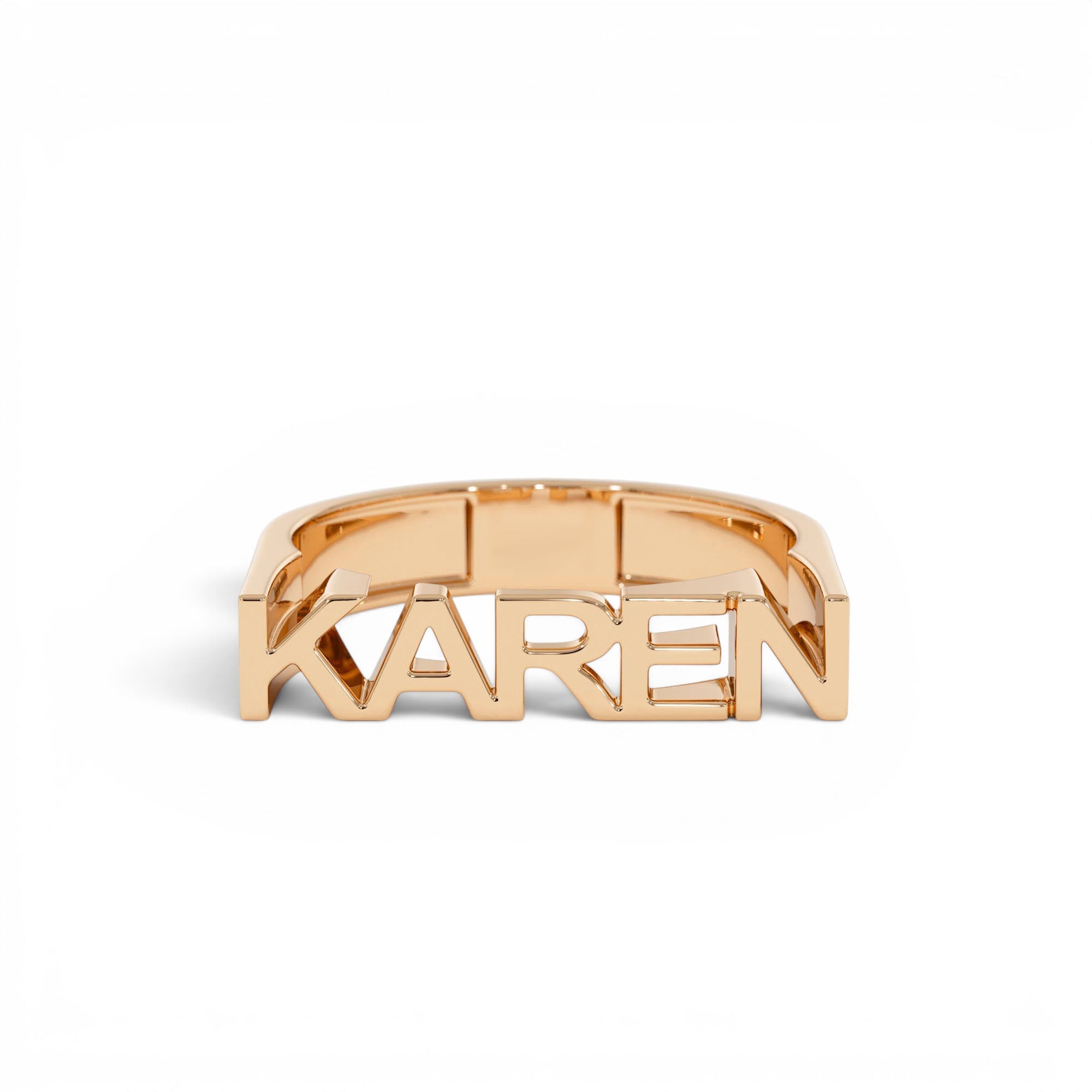14K Personalized Bold Gold Nameplate Ring - view 2