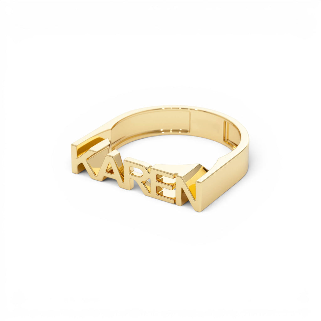 14K Personalized Bold Gold Nameplate Ring - view 4