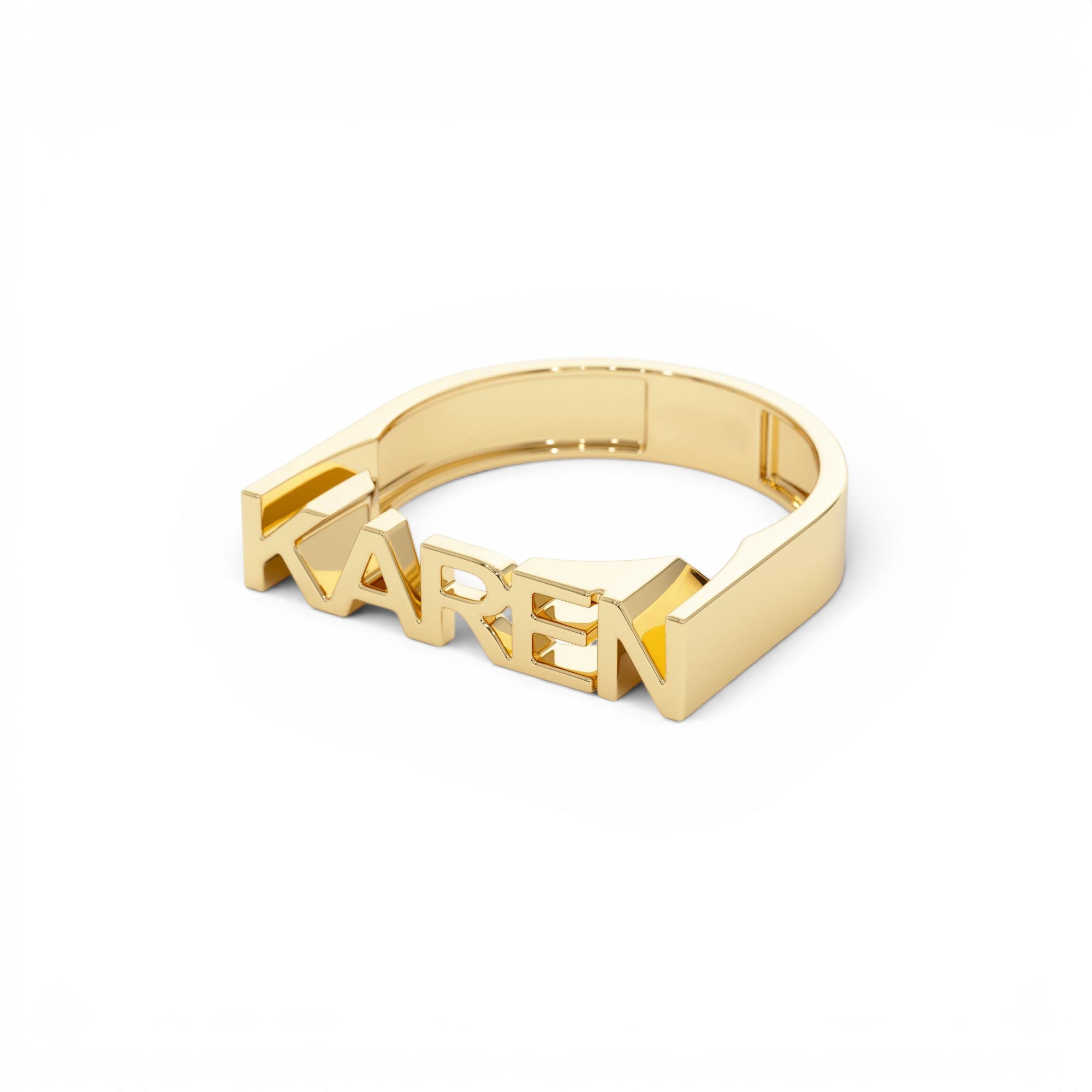 14K Personalized Bold Gold Nameplate Ring - view 4