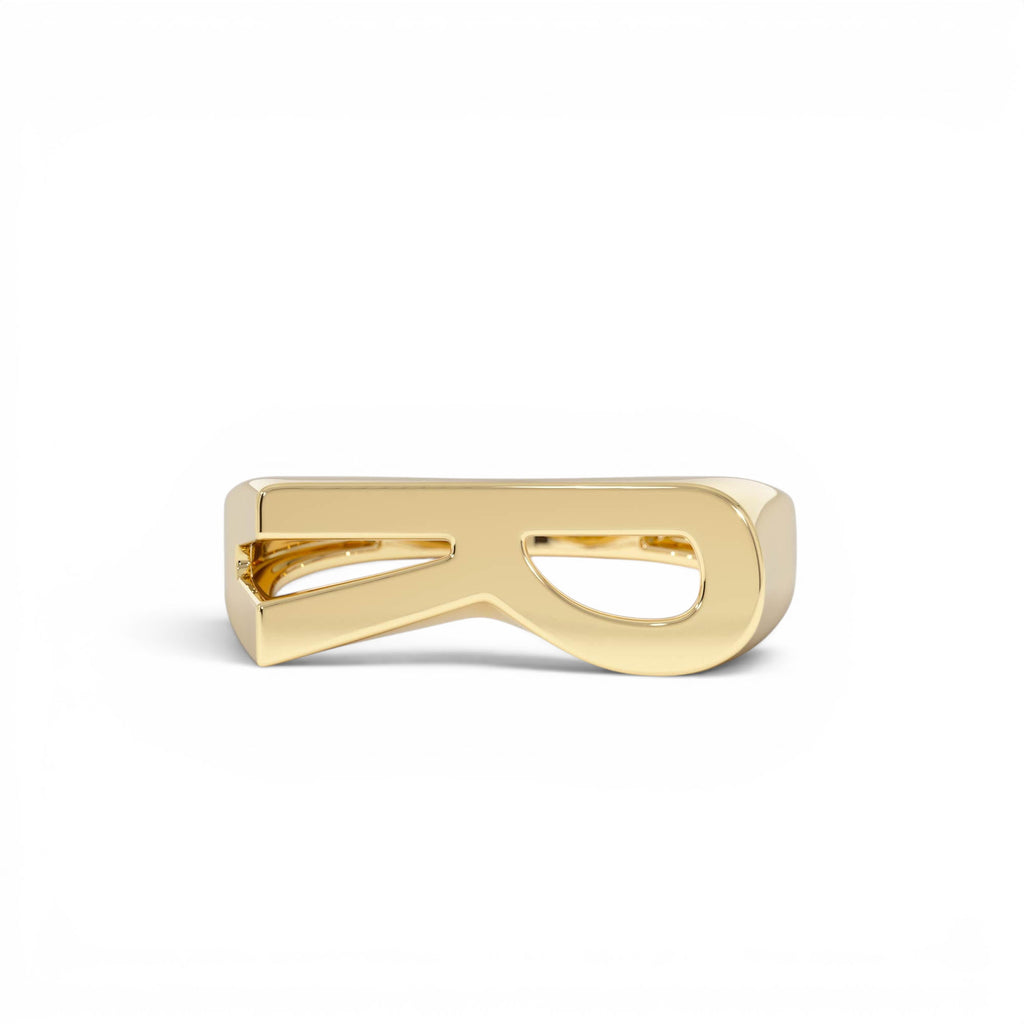 14k Gold Modern Abstract Personalized Initial Ring by Orlina Fine