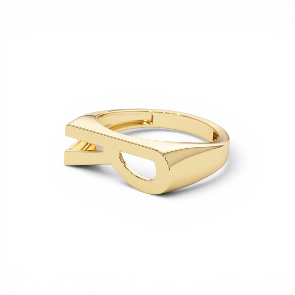 14k Gold Modern Abstract Personalized Initial Ring - view 4