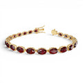 14K Gold Oval Shaped Red Garnet Tennis Bracelet 15.25 ctw by Orlina Fine