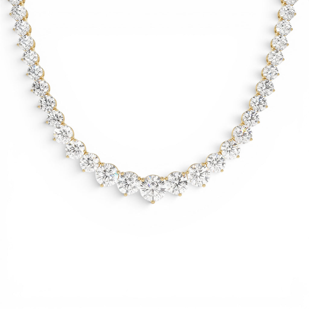 15.45ctw 14k Round Shaped Lab Grown Graduating Diamond Tennis Necklace by Orlina Fine