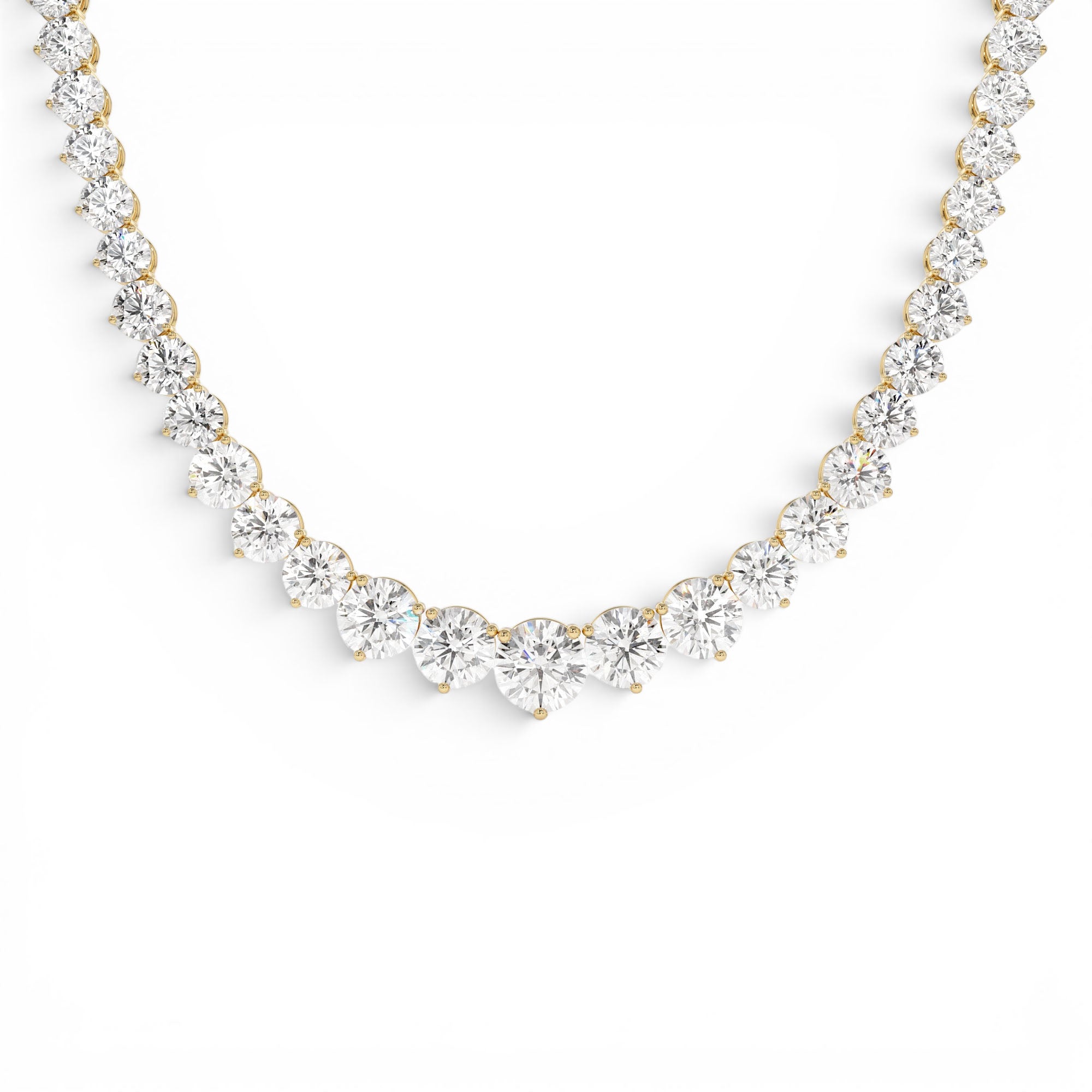 15.45ctw 14K Round Shaped Lab Grown Graduating Diamond Tennis Necklace by Orlina Fine