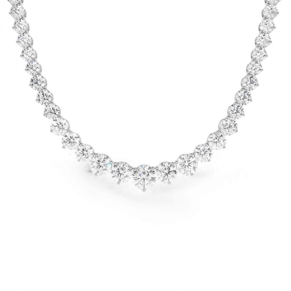 15.45ctw 14k Round Shaped Lab Grown Graduating Diamond Tennis Necklace - view 2