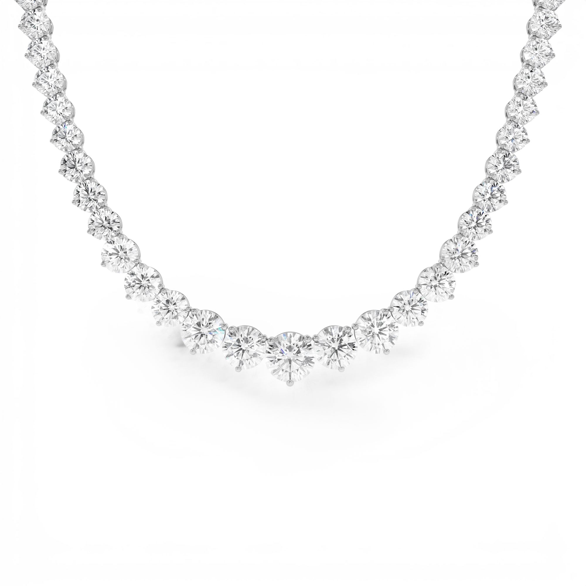 15.45ctw 14K Round Shaped Lab Grown Graduating Diamond Tennis Necklace - view 2