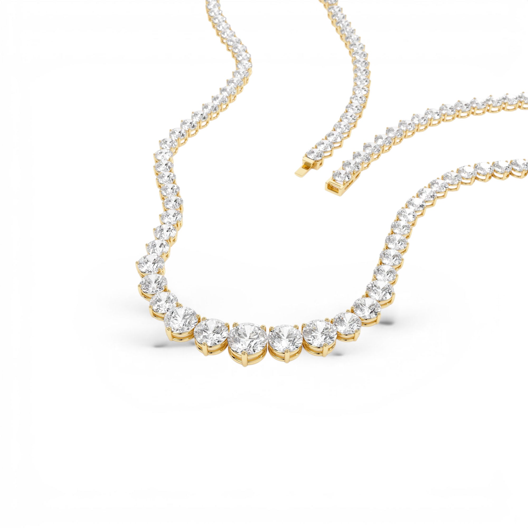 15.45ctw 14k Round Shaped Lab Grown Graduating Diamond Tennis Necklace - view 3