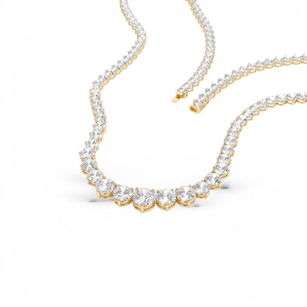 15.45ctw 14K Round Shaped Lab Grown Graduating Diamond Tennis Necklace - view 3