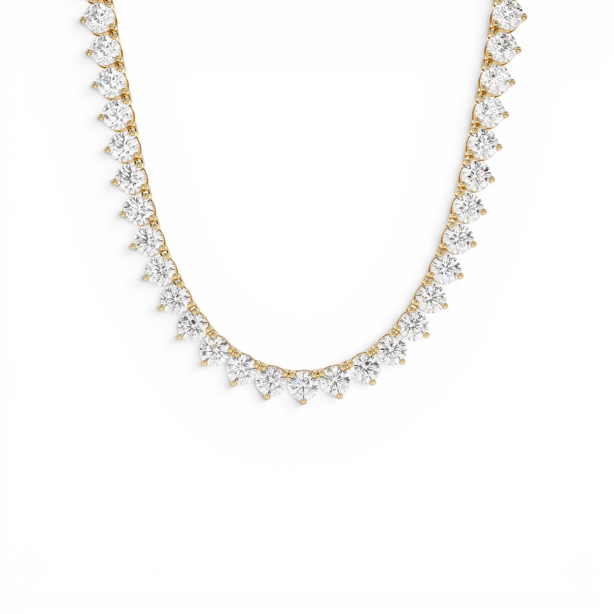 13.30ctw 14K Round Shaped Lab Grown Diamond Tennis Necklace by Orlina Fine