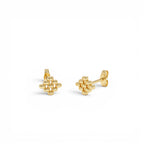 14K Gold Geometric Beaded Stud Earrings - view 4