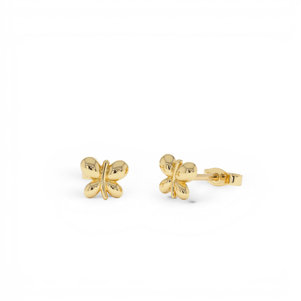 14K Gold Bubble Butterfly Stud Earrings by Orlina Fine