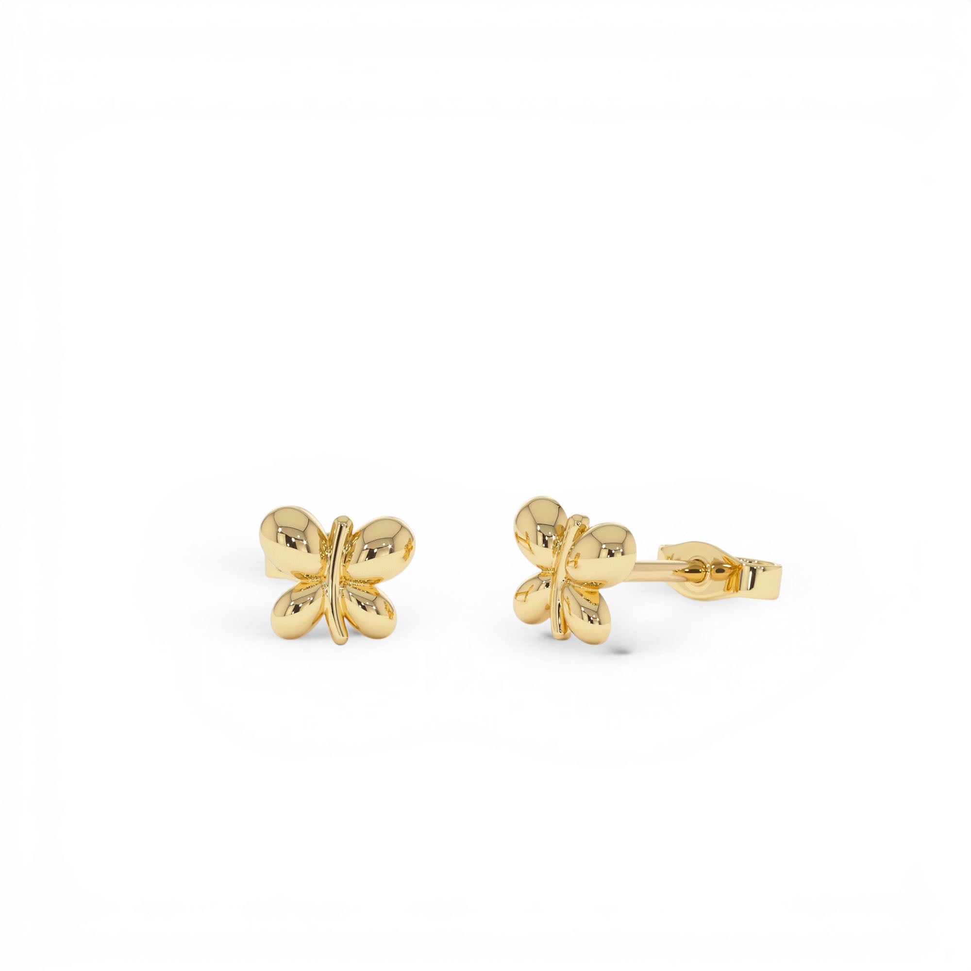 14K Gold Bubble Butterfly Stud Earrings by Orlina Fine