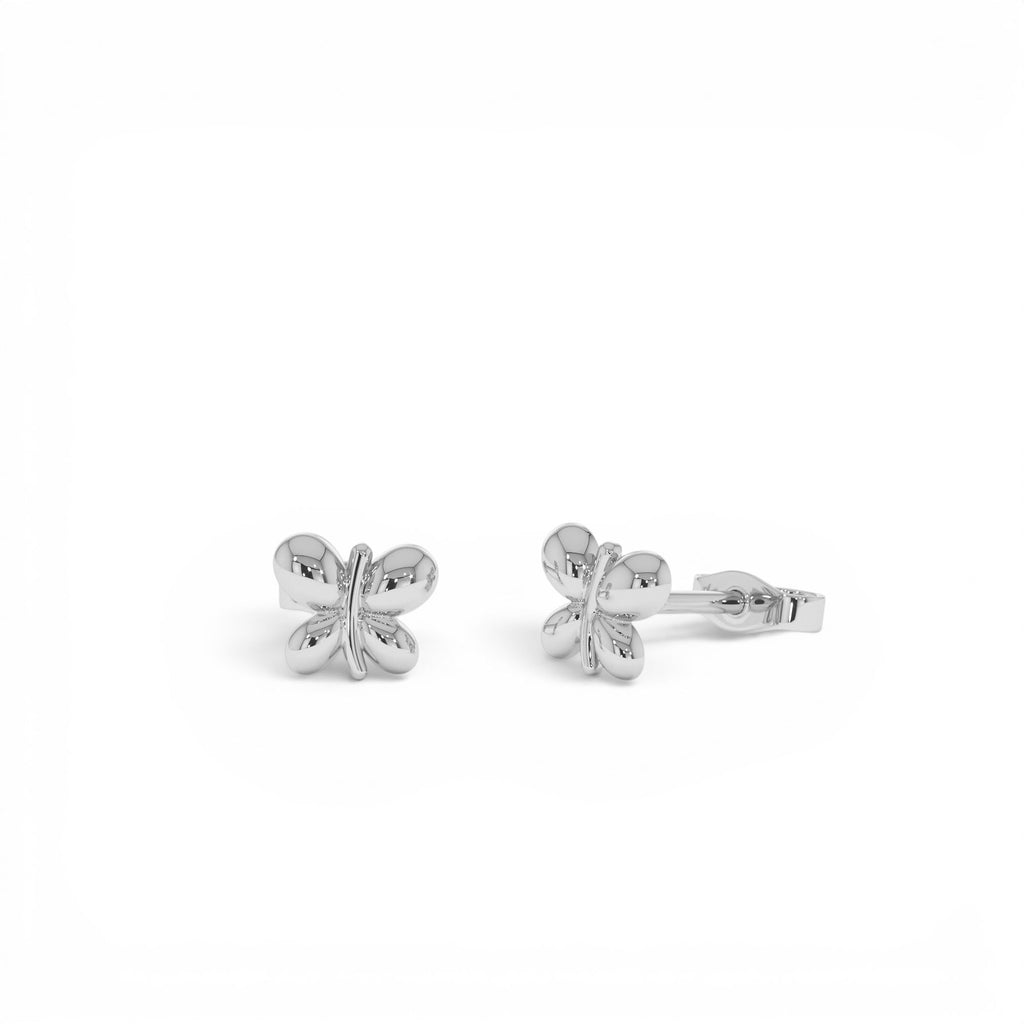 14K Gold Bubble Butterfly Stud Earrings - view 3